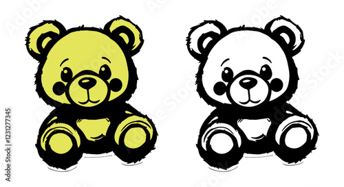 Adorable Teddy Bear Silhouettes in Vibrant and Bold Colors