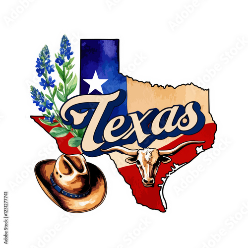 Texas State Badge Featuring Star and Flag Elements