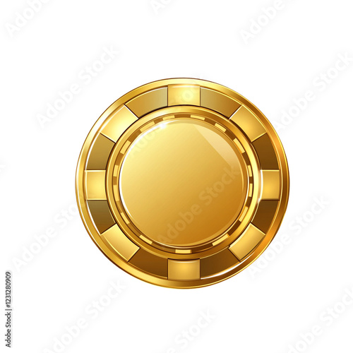 Gold poker chips in minimalist flat design