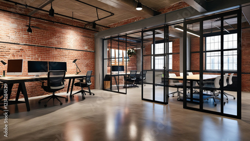 Modern Industrial Office Space with Glass Partitions