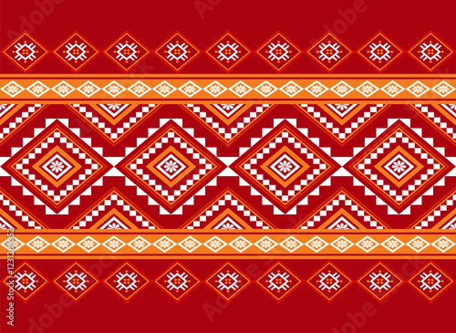 Geometric ethnic oriental seamless pattern traditional Design for background,carpet,wallpaper.clothing,wrapping,Batik fabric,Vector illustration.embroidery style - Sadu, sadou, sadow or sado