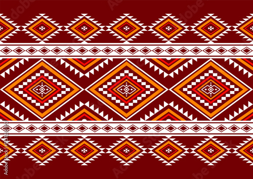 Geometric ethnic oriental seamless pattern traditional Design for background,carpet,wallpaper.clothing,wrapping,Batik fabric,Vector illustration.embroidery style - Sadu, sadou, sadow or sado