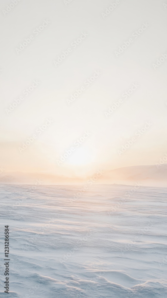 Captivating view of a serene winter sunrise casting warm light over a vast, snow-covered field with a soft pastel sky. Captivating view of a serene winter sunrise casting warm light over a vast, snow-covered field with a soft pastel sky.