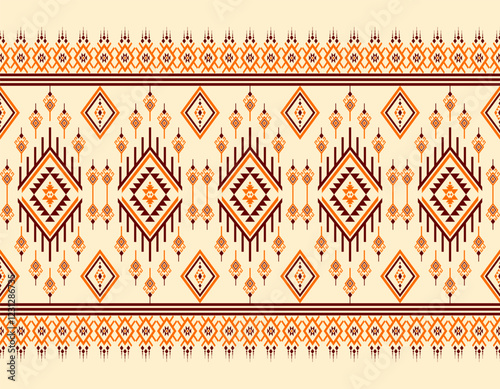 Geometric ethnic oriental seamless pattern traditional Design for background,carpet,wallpaper.clothing,wrapping,Batik fabric,Vector illustration.embroidery style - Sadu, sadou, sadow or sado