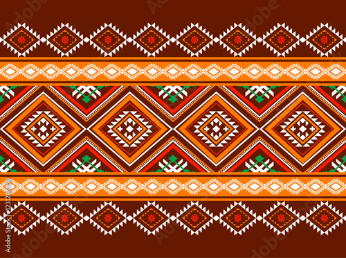 Geometric ethnic oriental seamless pattern traditional Design for background,carpet,wallpaper.clothing,wrapping,Batik fabric,Vector illustration.embroidery style - Sadu, sadou, sadow or sado