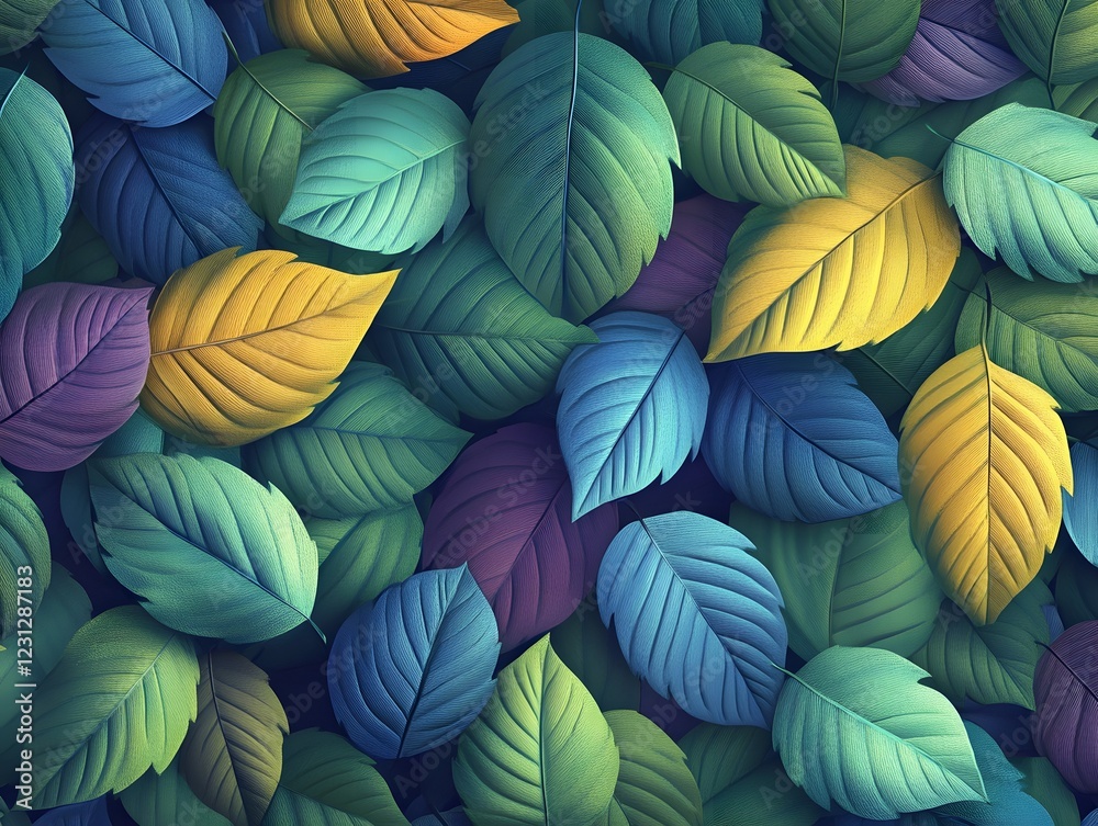 Lush and Vibrant Decorative Abstract Leaves Pattern with Shimmering Textures and Flowing Harmonious Layout Lush and Vibrant Decorative Abstract Leaves Pattern with Shimmering Textures and Flowing Harmonious Layout