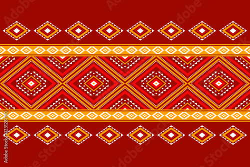 Geometric ethnic oriental seamless pattern traditional Design for background,carpet,wallpaper.clothing,wrapping,Batik fabric,Vector illustration.embroidery style - Sadu, sadou, sadow or sado