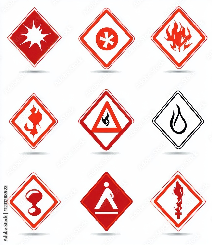 Hazard Warning Sign Icons Set for Safety Signage Hazard Warning Sign Icons Set for Safety Signage