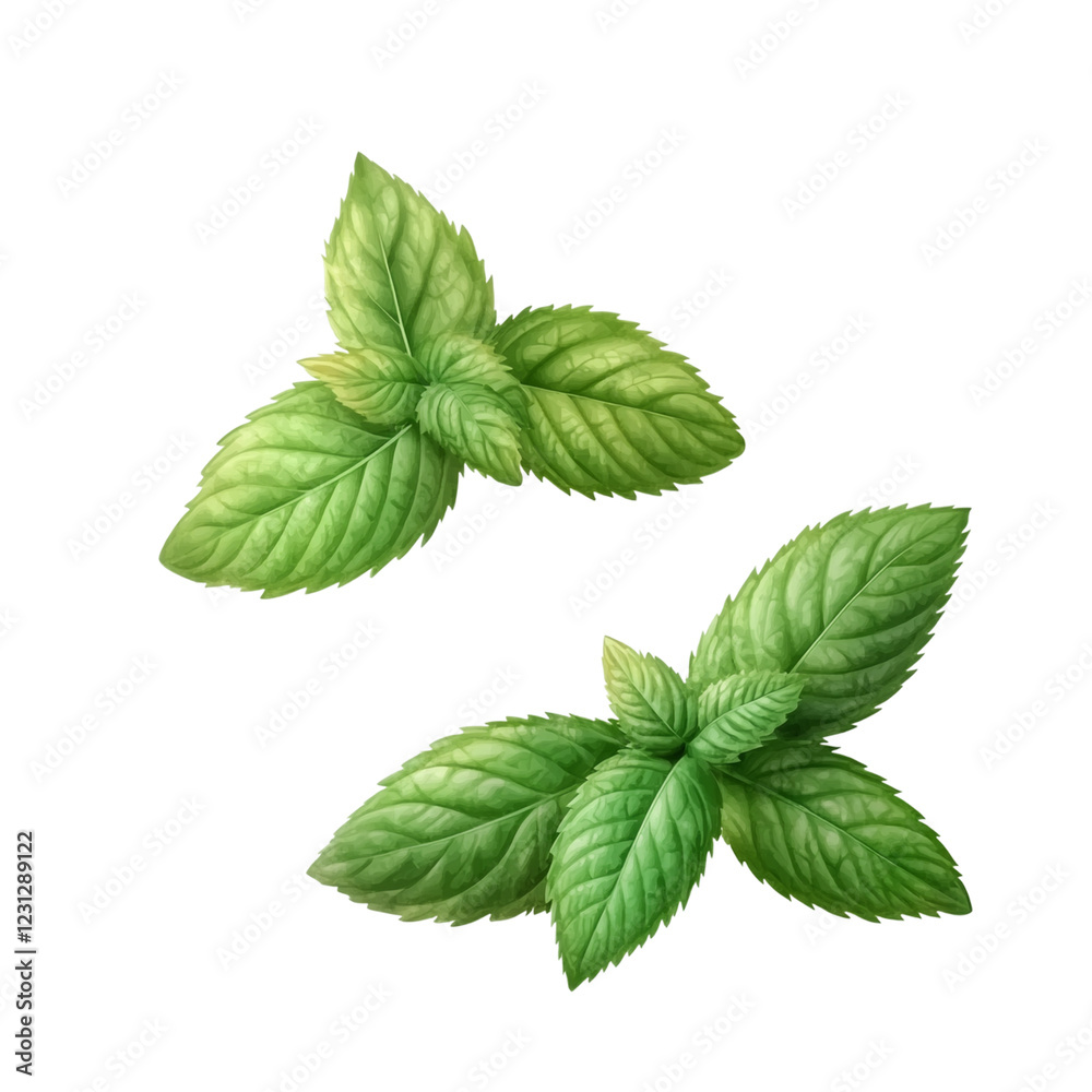 Fresh mint leaves from the side view Fresh mint leaves from the side view