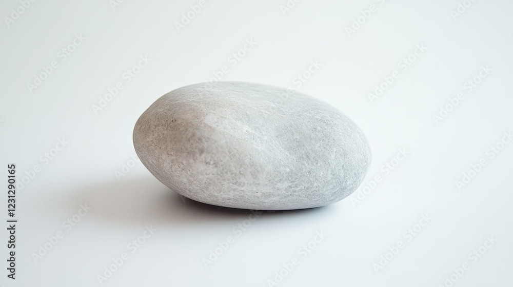 A smooth gray stone on a white background, perfect for themes of simplicity, balance, and tranquility in design and decor. A smooth gray stone on a white background, perfect for themes of simplicity, balance, and tranquility in design and decor.