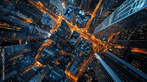 Aerial View of a City at Night: A Stunning Metropolis