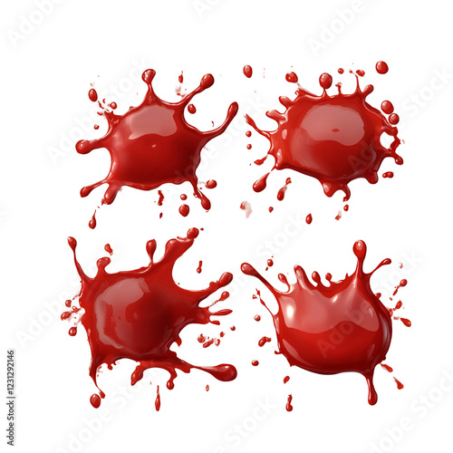 Set of red tomato ketchup splatters 