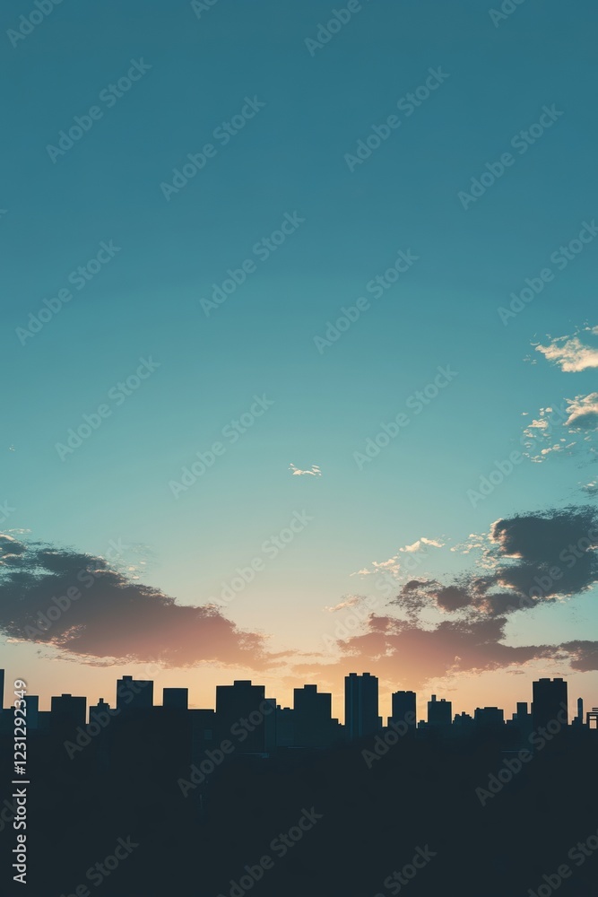 Captivating silhouette of a city skyline against a colorful sunset, showcasing urban architecture and dramatic skies. Captivating silhouette of a city skyline against a colorful sunset, showcasing urban architecture and dramatic skies.