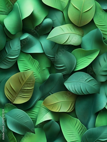 Wallpaper Mural Seamless Abstract Decorative 3D Lush Botanical Leaf Pattern Background with Captivating Overlapping Sculptural Forms Torontodigital.ca