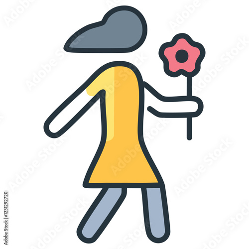 Minimalist Illustration of a Person Offering Flower