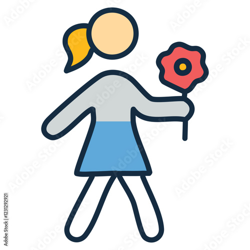 Minimalist Illustration of a Person Offering Flower