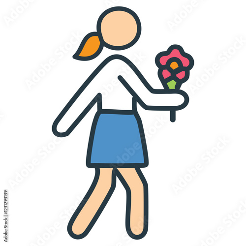 Minimalist Illustration of a Person Offering Flower
