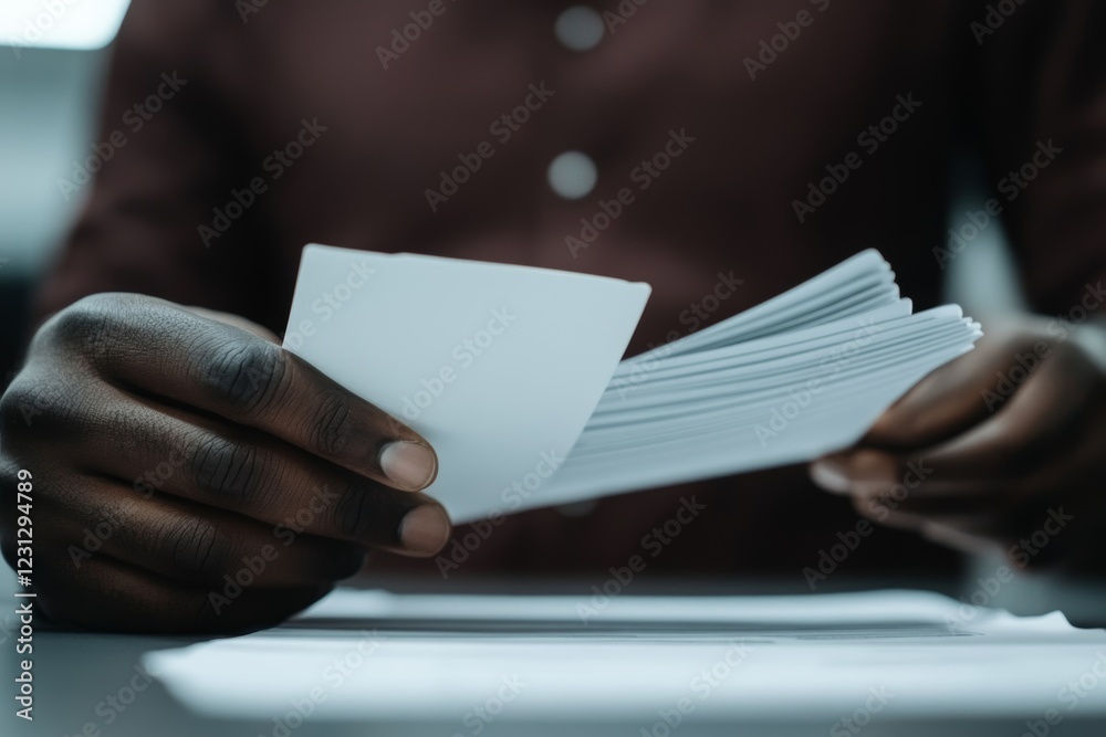 Person Organizing Documents at Desk for Business Administration Person Organizing Documents at Desk for Business Administration
