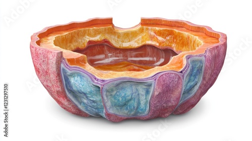 A colorful, abstract bowl design showcasing layered textures and vibrant hues.
