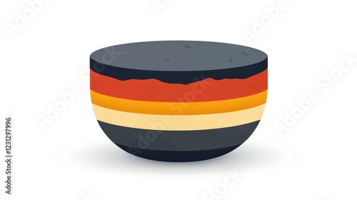 A stylized bowl with layered colors resembling a dessert or food item.
