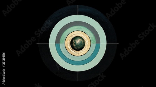 Abstract representation of Earth surrounded by concentric circles, symbolizing unity and focus.