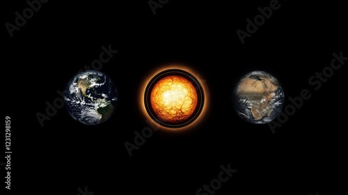 A visual representation of Earth and the Sun, highlighting their cosmic relationship.
