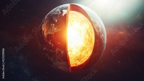 A cross-section of Earth showcasing its layers and core.
