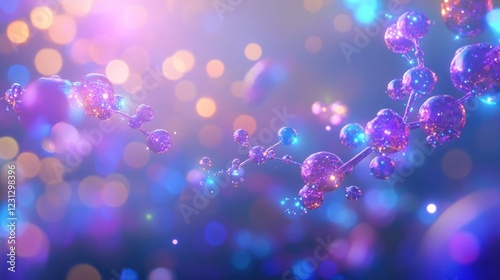 Abstract representation of molecular structures with vibrant colors and bokeh effects.