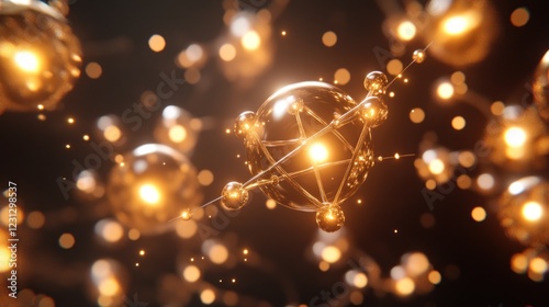 A close-up view of glowing atomic structures, representing molecular interactions.