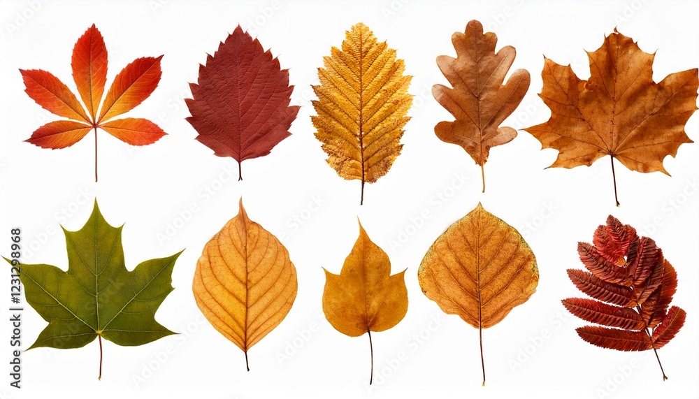 Obraz premium Autumn maple leaves. Collection of autumn leaves isolated on white background.