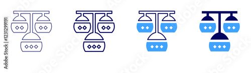 Chandeliers icon in 4 different styles. Thin Line, Line, Bold, and Bold Line. Duotone style. Editable stroke