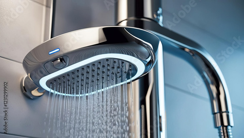 High tech shower system with water saving features promoting sustainability photo