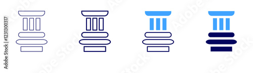 Pillar icon in 4 different styles. Thin Line, Line, Bold, and Bold Line. Duotone style. Editable stroke