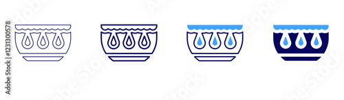 Pottery bowls icon in 4 different styles. Thin Line, Line, Bold, and Bold Line. Duotone style. Editable stroke