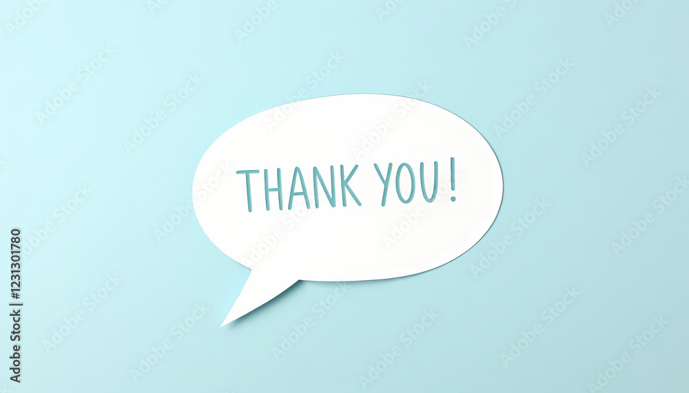 Thank you message for card, presentation, business. Expressing gratitude, acknowledgment and appreciation. Minimalist abstract design with white cut out paper on blue Thank you message for card, presentation, business. Expressing gratitude, acknowledgment and appreciation. Minimalist abstract design with white cut out paper on blue