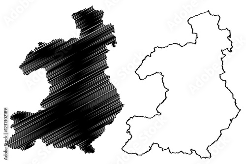 Waldeck-Frankenberg district (Federal Republic of Germany, rural district Kassel region, State of Hessen, Hesse, Hessia) map vector illustration, scribble sketch Waldeck Frankenberg map