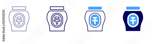 Pottery jar icon in 4 different styles. Thin Line, Line, Bold, and Bold Line. Duotone style. Editable stroke