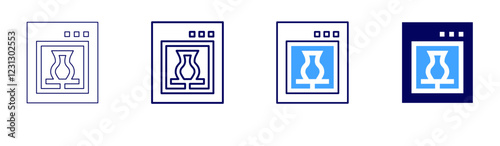 Pottery kiln icon in 4 different styles. Thin Line, Line, Bold, and Bold Line. Duotone style. Editable stroke