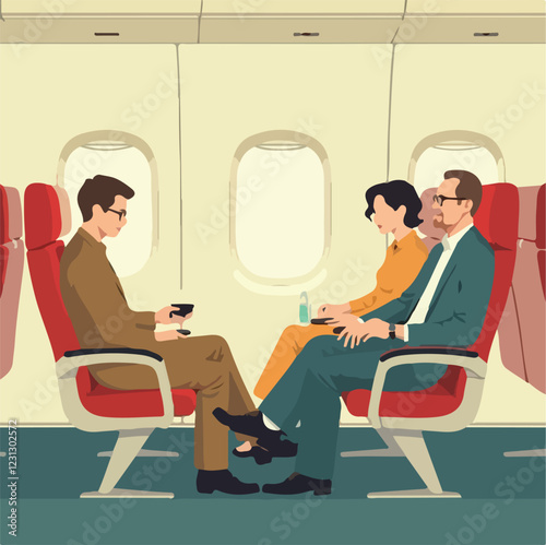 Plane Illustration vector design, Passengers in plane vector design