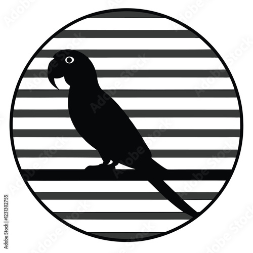  a bird silhouette on retro stipe background 