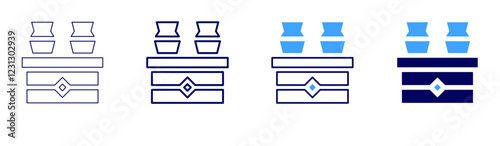 Pottery supply icon in 4 different styles. Thin Line, Line, Bold, and Bold Line. Duotone style. Editable stroke