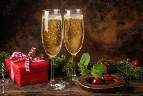 Sparkling Wine Celebration Lucky Charm Gift Box Horseshoe New Year