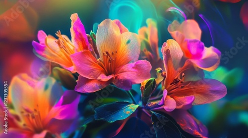 Vibrant Pink Orange Yellow Flowers Close Up Macro Shot