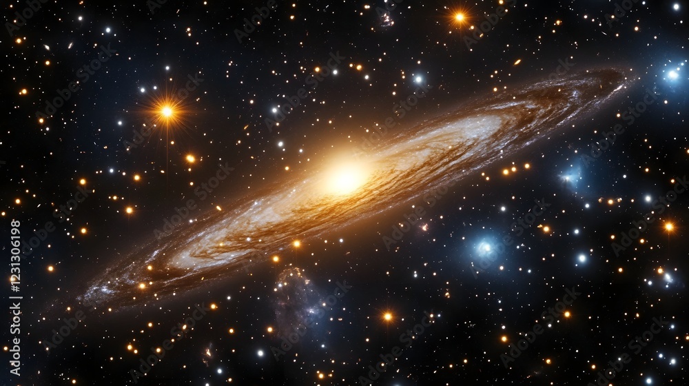 Obraz premium Mesmerizing Cosmic Tapestry of Glowing Galaxies and Luminous Stars in Boundless Space