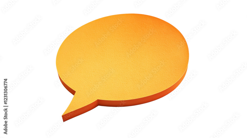 Orange speech bubble floating on transparent background representing communication