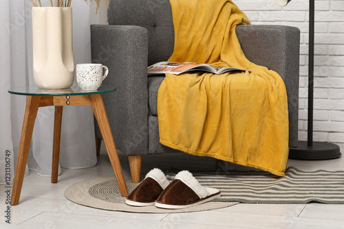 Comfortable slippers on flo...