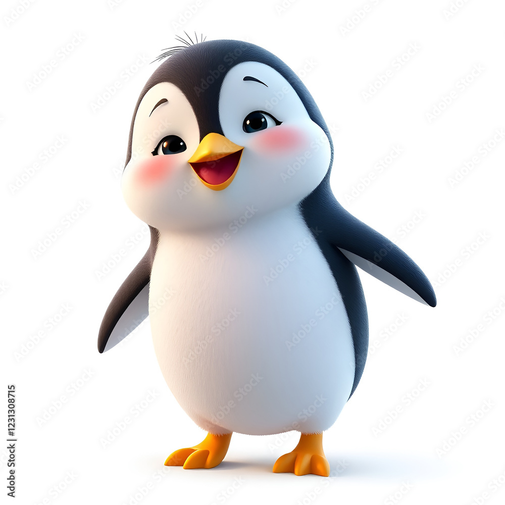 Fototapeta premium cartoon penguin on white