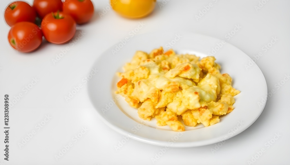 Fried eggs on a white plate, white background Fried eggs on a white plate, white background