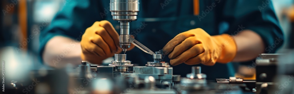 Skilled Operators at Work: Precision and Expertise on Display with Calipers and Micrometers on Intricate Machinery. Industrial Manufacturing and Trades Industry Photo. Skilled Operators at Work: Precision and Expertise on Display with Calipers and Micrometers on Intricate Machinery. Industrial Manufacturing and Trades Industry Photo.