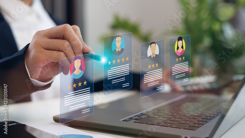 HR(human resources) technology. Online and modern technologies are used to simplify the human resources system. The human resource manager checks the CV